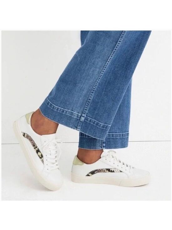 Madewell Shoes - Madewell Sidewalk Low-Top Sneakers in Metallic & Stamped Snakeskin Leather